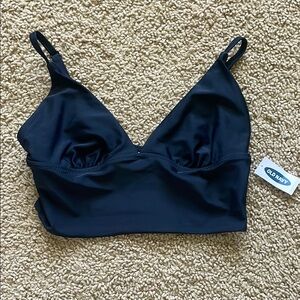 Black Old Navy Bikini Long Line Adjustable Strap Top